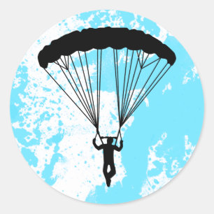 skydiver silhouette classic round sticker
