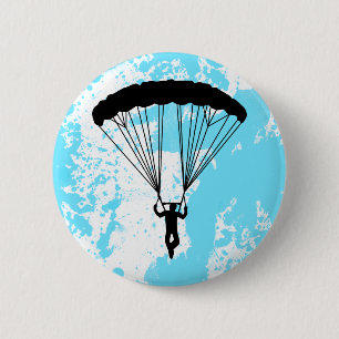 skydiver silhouette pinback button