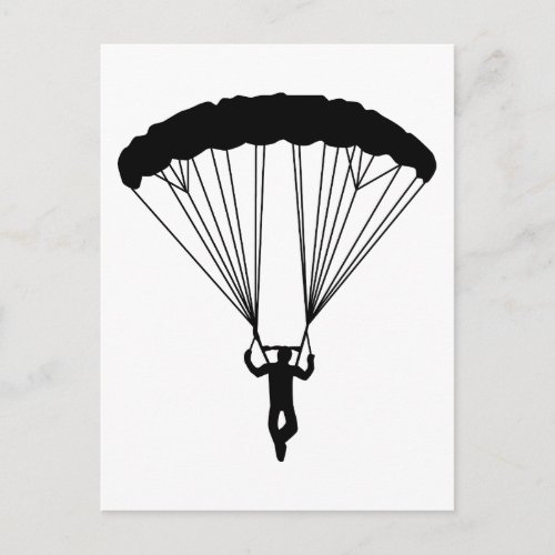 skydiver silhouette postcard