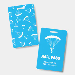 skydiver Teacher Hall Pass school colors Badge