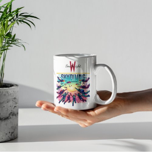 Skydivers Embrace The Sunset Giant Coffee Mug