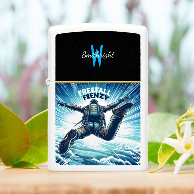 Skydiving Above the Clouds Zippo Lighter (On Table)