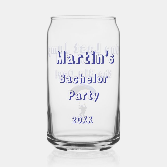 Skydiving Bachelor Party Funny Adventure Theme Can Glass (Front)