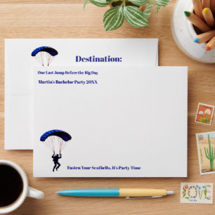 Skydiving Bachelor Party Funny Adventure Theme Envelope