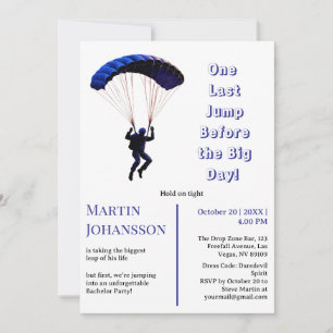 Skydiving Bachelor Party Funny Adventure Theme Invitation