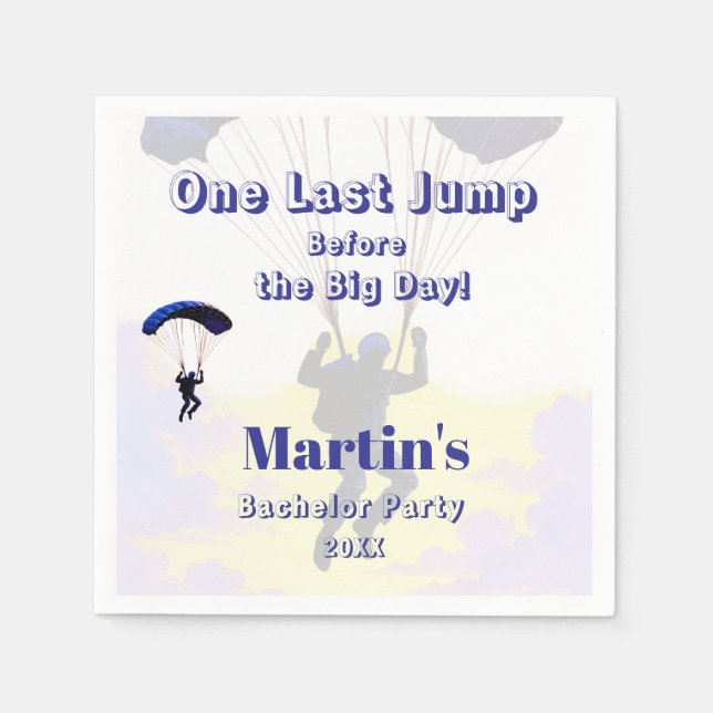 Skydiving Bachelor Party Funny Adventure Theme Napkins (Front)