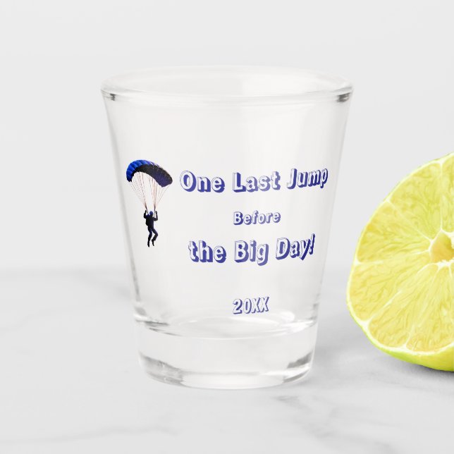 Skydiving Bachelor Party Funny Adventure Theme Shot Glass (Front)