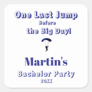 Skydiving Bachelor Party Funny Adventure Theme Square Sticker