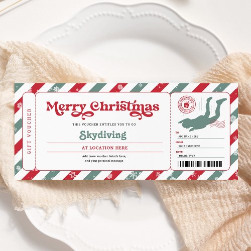 Skydiving Christmas Gift Certificate Ticket Invitation