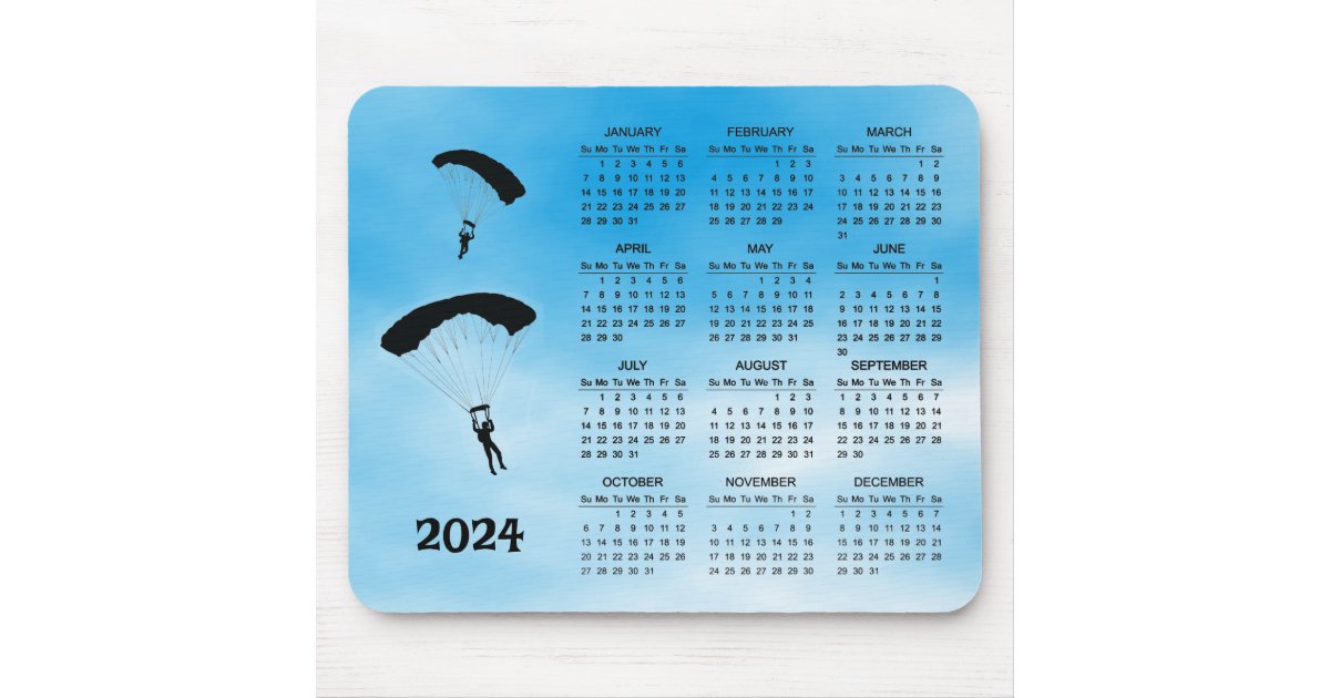 Skydiving Design 2024 Calendar Mousepad Zazzle