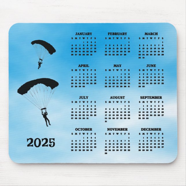 Skydiving Design 2025 Calendar Mousepad (Front)