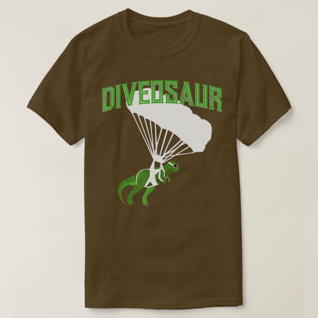 Skydiving Dinosaur  Prehistoric Parachutist Gift  T-Shirt (Design Front)