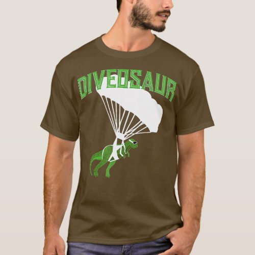 Skydiving Dinosaur  Prehistoric Parachutist Gift  T_Shirt