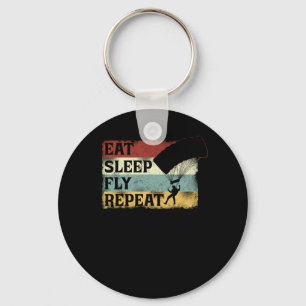 Skydiving Eat Sleep Fly Repeat Parachute Paraglide Keychain