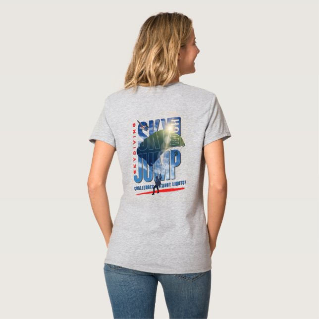 Skydiving-Feel Freedom Above Clouds | Women V-Neck T-Shirt (Back Full)