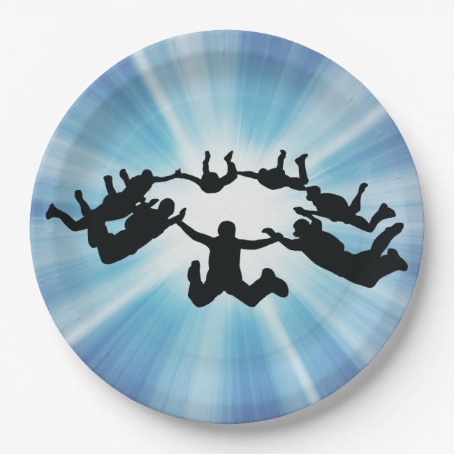 Skydiving Freefall Design Paper Party Plate