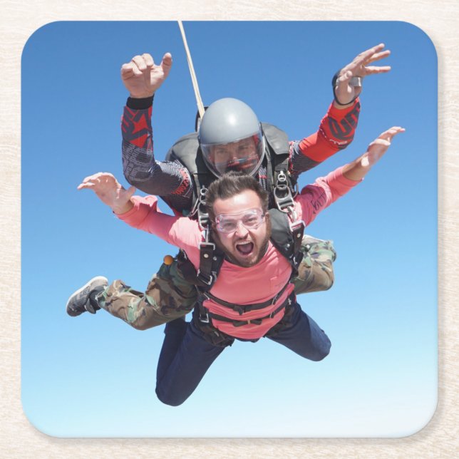 Skydiving Fun Square Paper Coaster (Front)