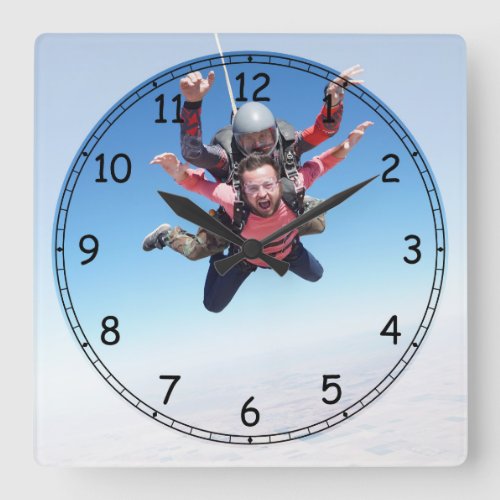 Skydiving Fun Square Wall Clock