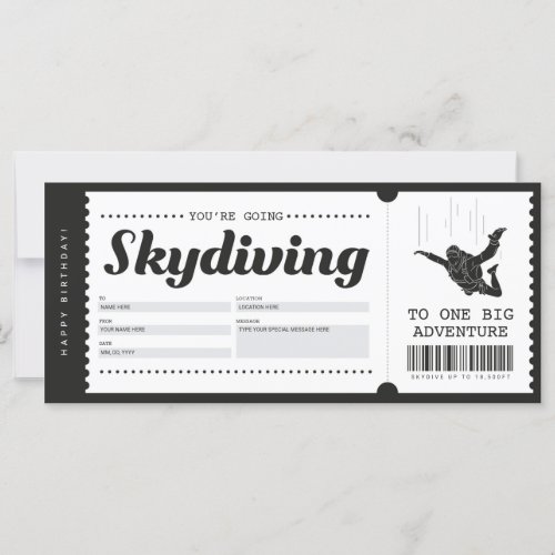Skydiving Gift Ticket Voucher Certificate