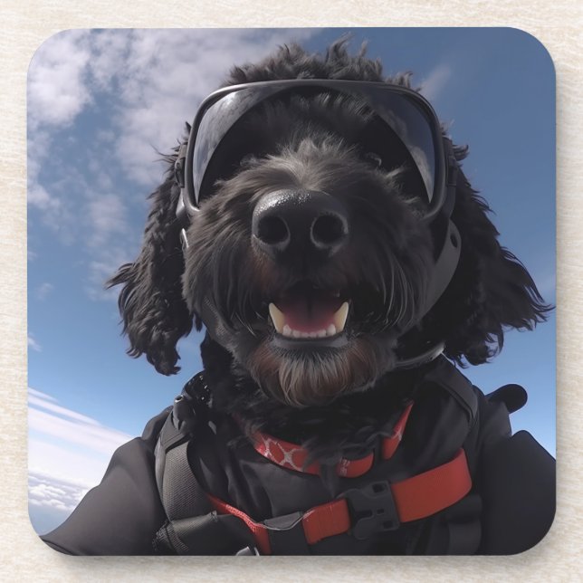 Skydiving Goldendoodle Coasters (Front)