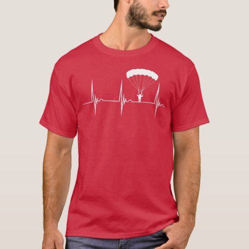 Skydiving Heartbeat Skydiver Skydive EKG Pulse Jum T_Shirt