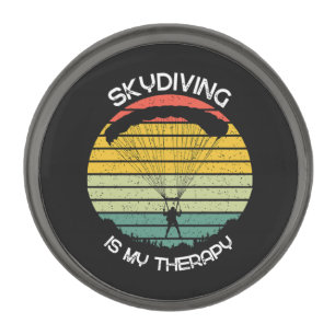 Skydiving Is My Therapy Gunmetal Finish Lapel Pin