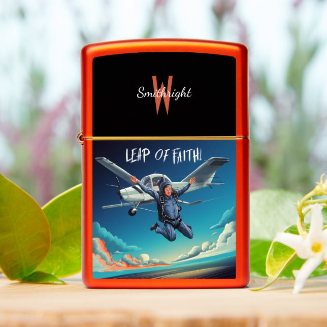 Skydiving Leap of Faith Zippo Lighter (On Table)