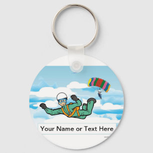 Skydiving - Male Cartoon by PrintedPerfection.com Keychain