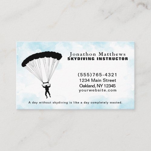 Skydiving Parachute Instructure Service Business Card