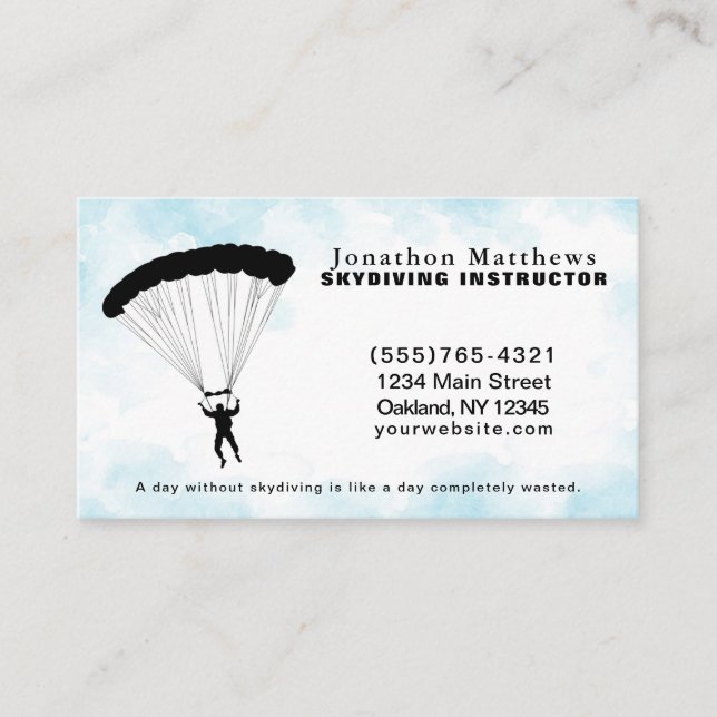 Skydiving Parachute Instructure Service Business Card (Front)