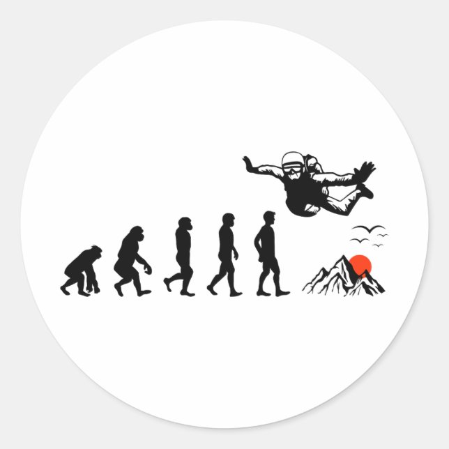 Skydiving Parachute Skydive Skydiver Parachuting Classic Round Sticker (Front)