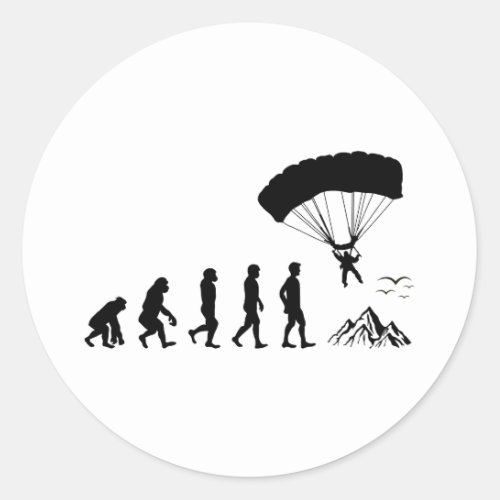 Skydiving Parachute Skydive Skydiver Parachuting Classic Round Sticker