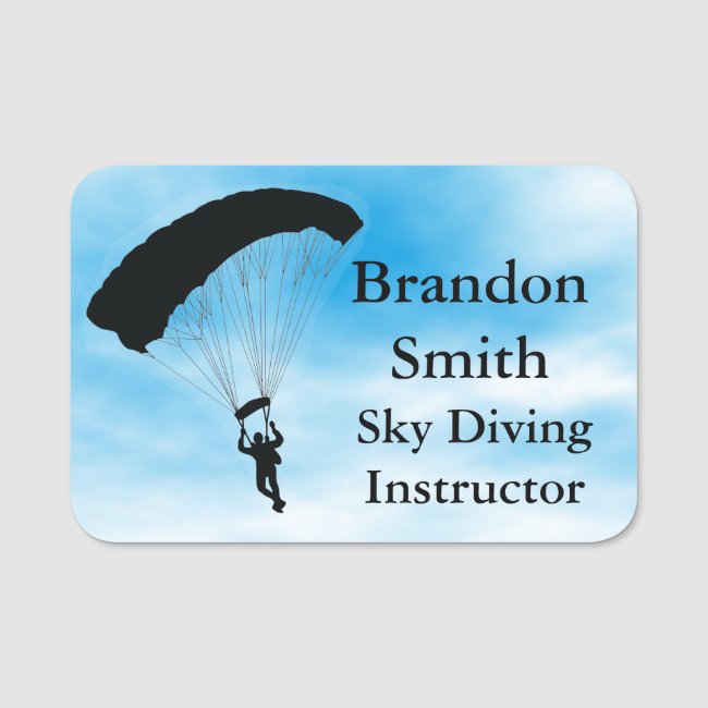 Skydiving Parachuting Design Name Tag