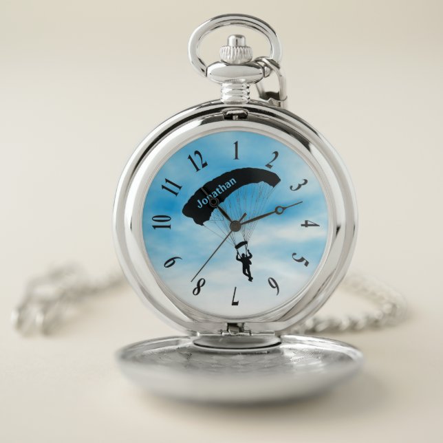 Skydiving Parachuting Design Pocket Watch (Inside)