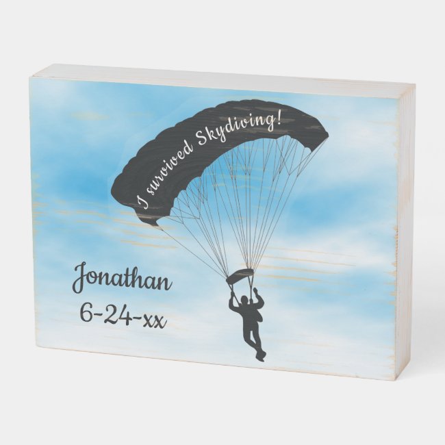 Skydiving Parachuting Design Wood Box Sign