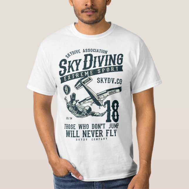 Skydiving Parachuting Skydive Tee Skydiver  (Front)