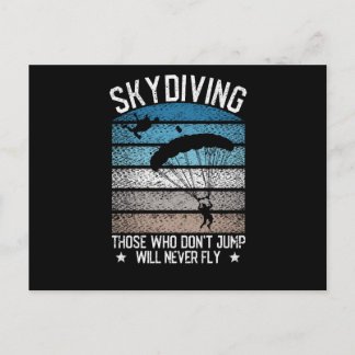 Skydiving parachuting skydiving parachute postcard