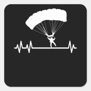 SkyDiving Pulse Heartbeat Skydiver Parachute Square Sticker