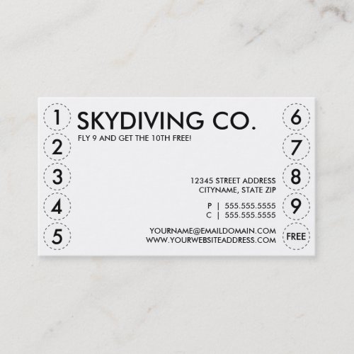 skydiving punch card