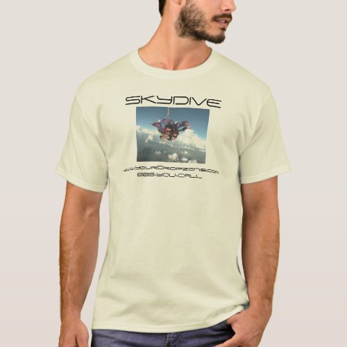skydiving skydive girl tandem clouds logo T_Shirt