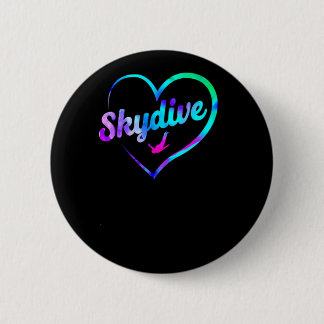 Skydiving Skydive Heart Watercolor Button