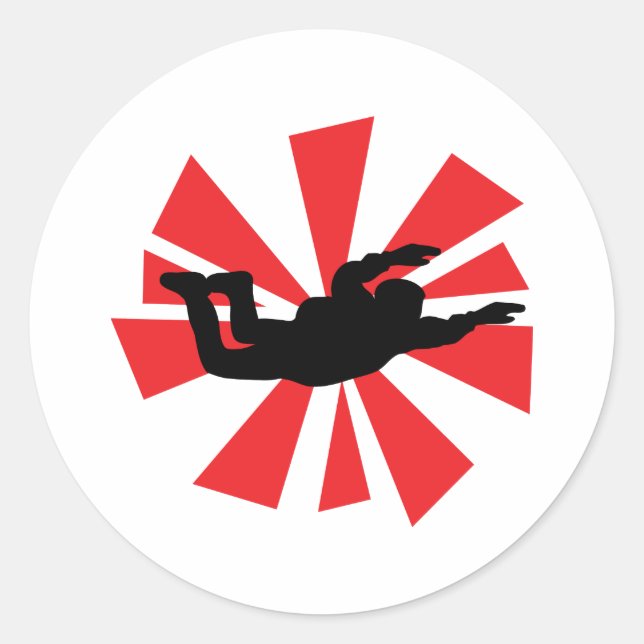 skydiving skydiver icon classic round sticker (Front)