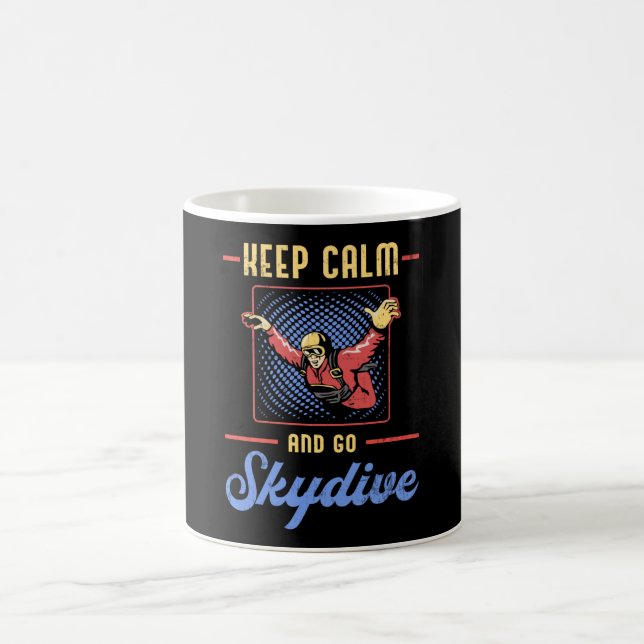 Skydiving Skydiver Retro Keep Calm Funny Gift Coffee Mug (Center)