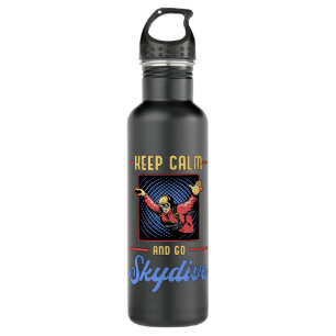 Skydiving Skydiver Retro Keep Calm Funny Gift Stainless Steel Water Bottle