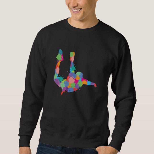 Skydiving Splash Skydiver Parachute BASE Jump Plan Sweatshirt (Front)