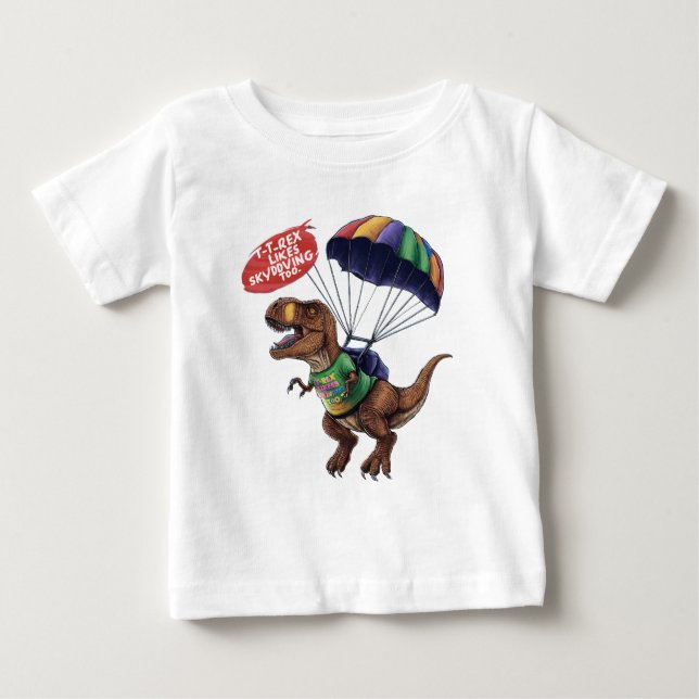 Skydiving T-Rex  Baby T-Shirt (Front)