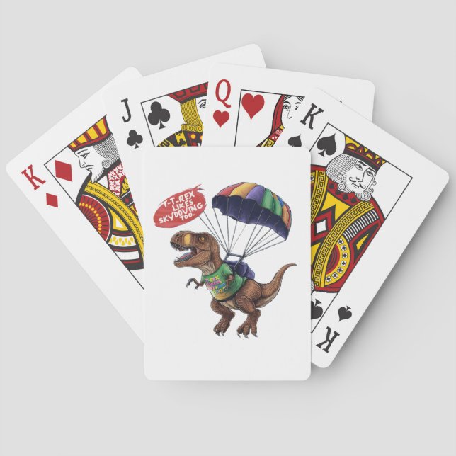 Skydiving T-Rex  Poker Cards (Back)