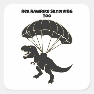 Skydiving T-rex Square Sticker