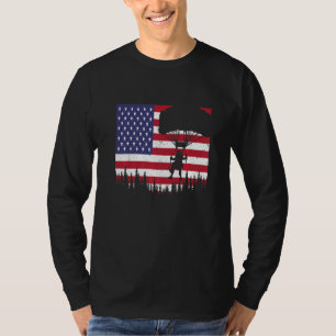 Skydiving Vintage American Flag Funny Skydiver Sky T-Shirt