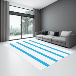 Skye Blue and White Minimal Stripes Office Rug